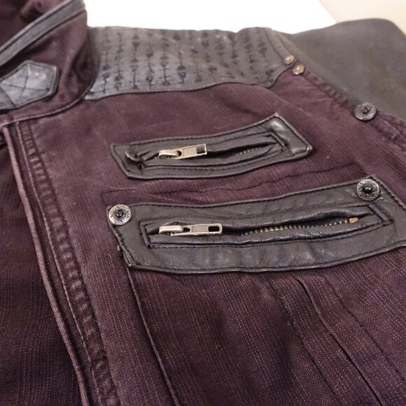 Elvis Jesus Leather Denim Mens Black Medium Biker Jacket - Picture 5 of 16